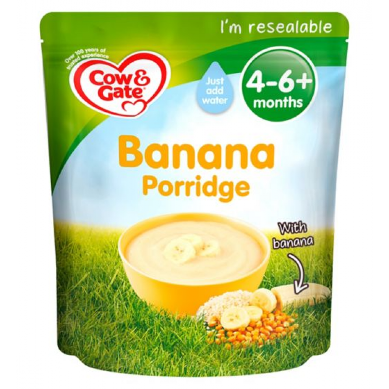 COW & GATE BABY FOOD BANANA PORRIDGE 125G 4+MONTH CEREAL Fast Track
