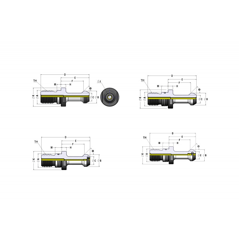 MAS-BT Pull Studs (Hollow- With Coolant Hole)