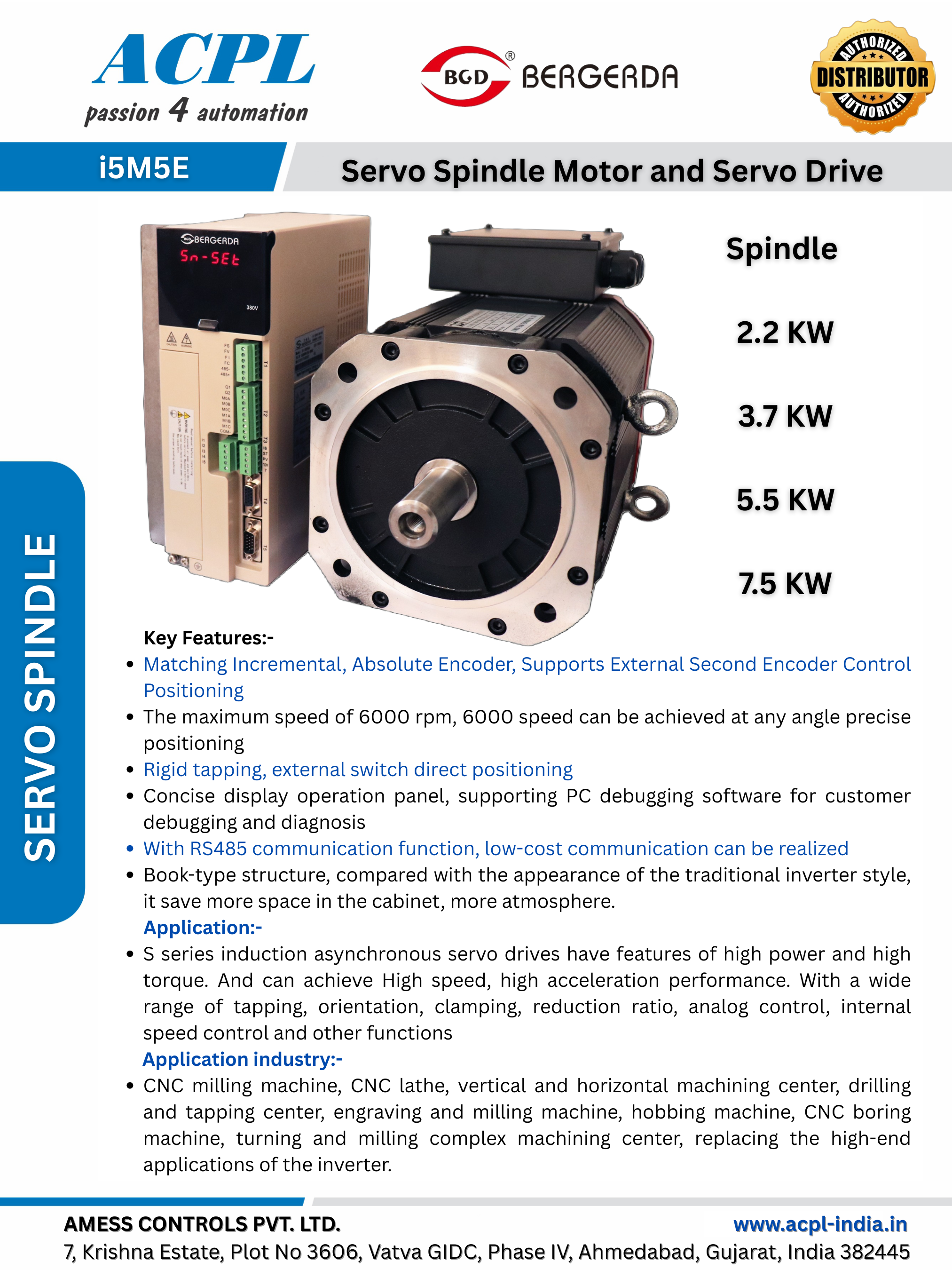 Spindle Servo Motor and Servo Drive